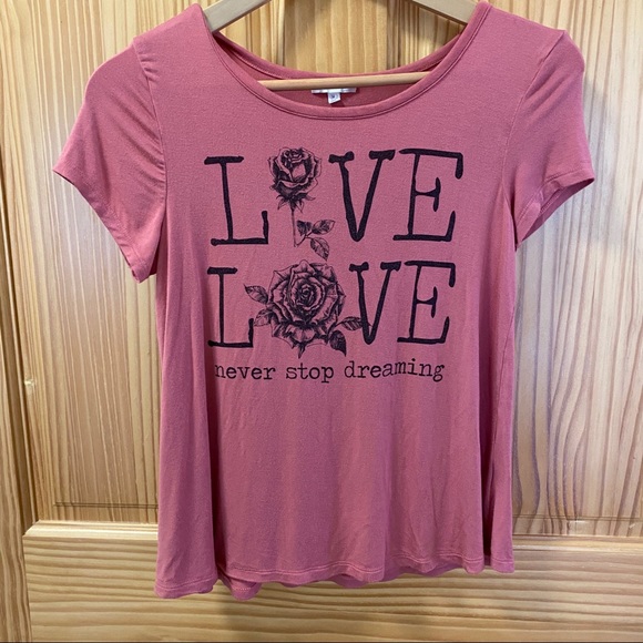 Other - PAPERFLOWER pink girl's inspirational graphic tee